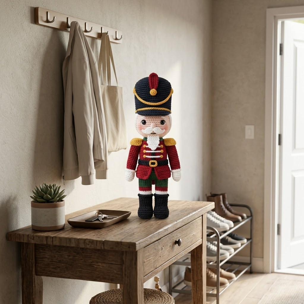 Crochet Nutcracker Doll, Classic Christmas Amigurumi, Holiday Plush Decor