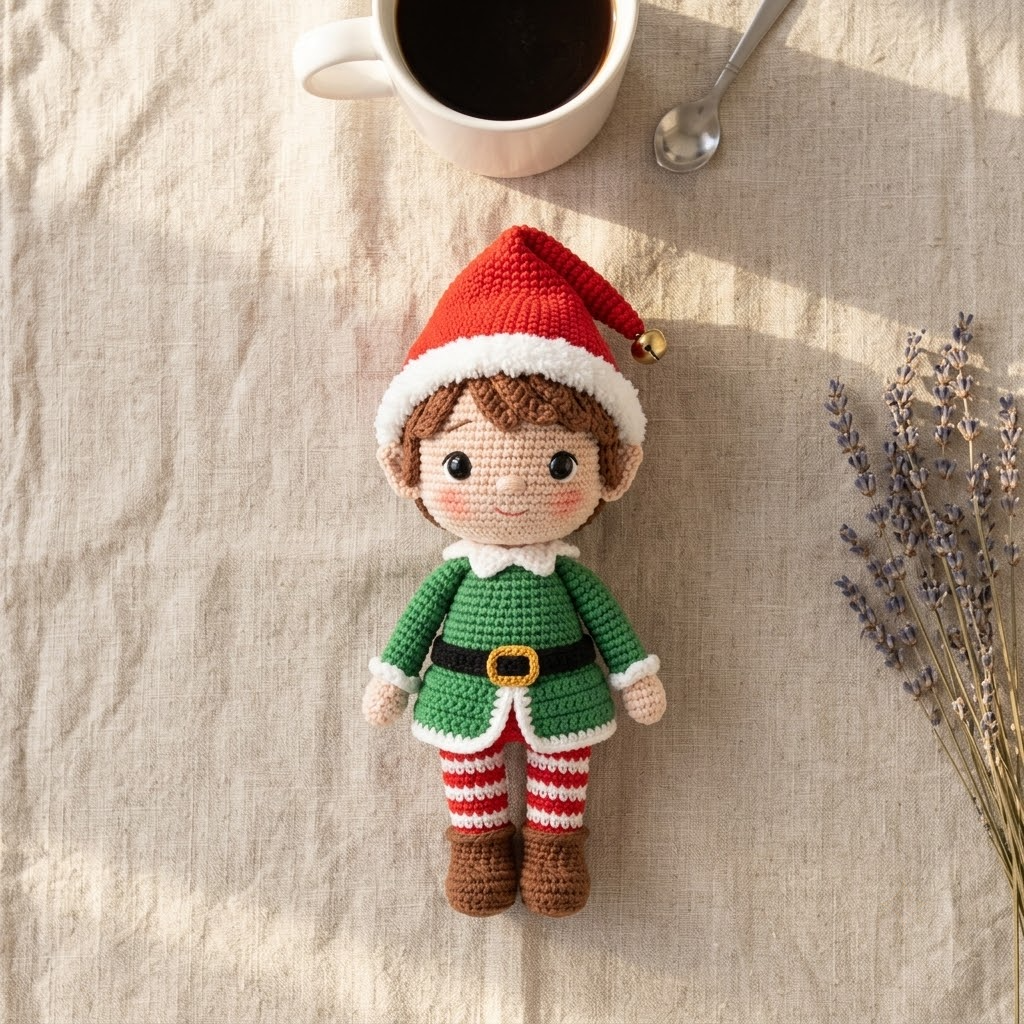 Charming Crochet Elf Doll, Christmas Messenger From North Pole