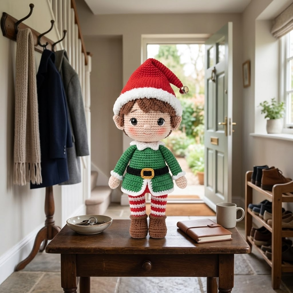 Charming Crochet Elf Doll, Christmas Messenger From North Pole