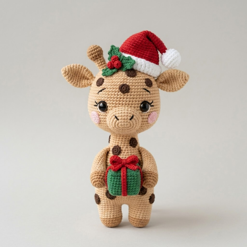 Christmas Giraffe Crochet, Crochet Doll Crod Design, Giraffe Amigurumi Doll, Cute Crochet Doll Crod, Birthday Gift