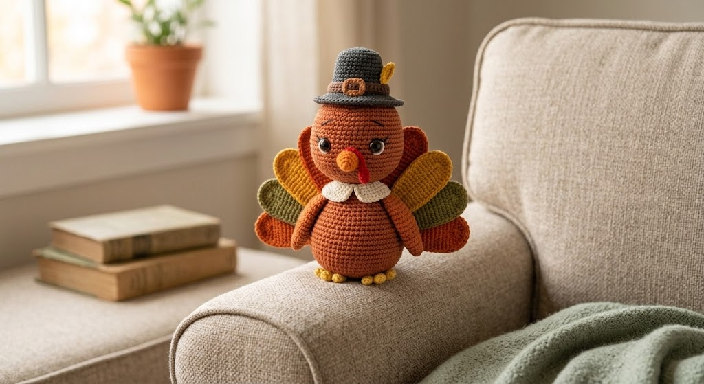 Charming Crochet Turkey Doll, Adorable Thanksgiving Decor, Fall Amigurumi Gift