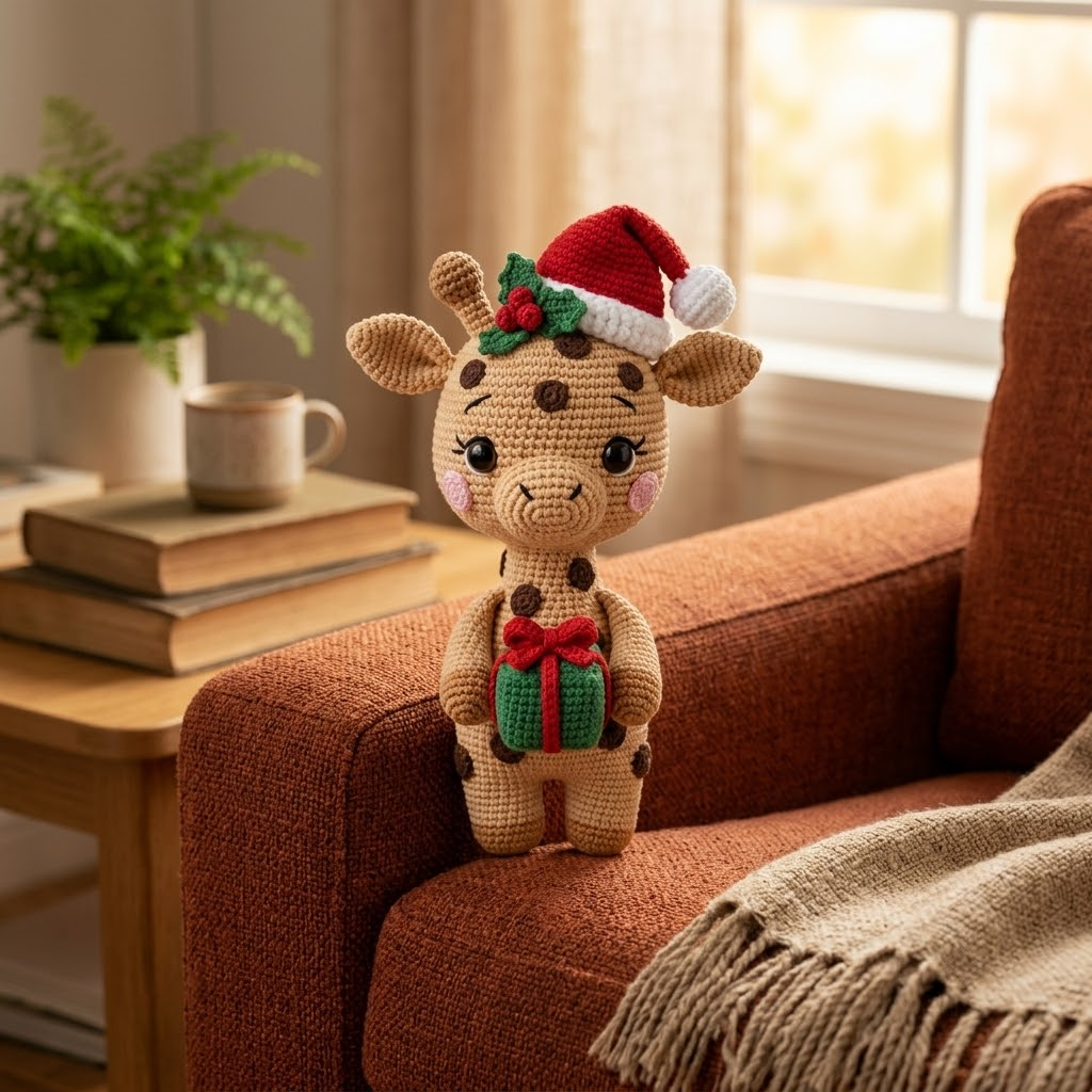 Christmas Giraffe Crochet, Crochet Doll Crod Design, Giraffe Amigurumi Doll, Cute Crochet Doll Crod, Birthday Gift