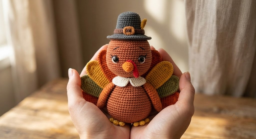 Charming Crochet Turkey Doll, Adorable Thanksgiving Decor, Fall Amigurumi Gift
