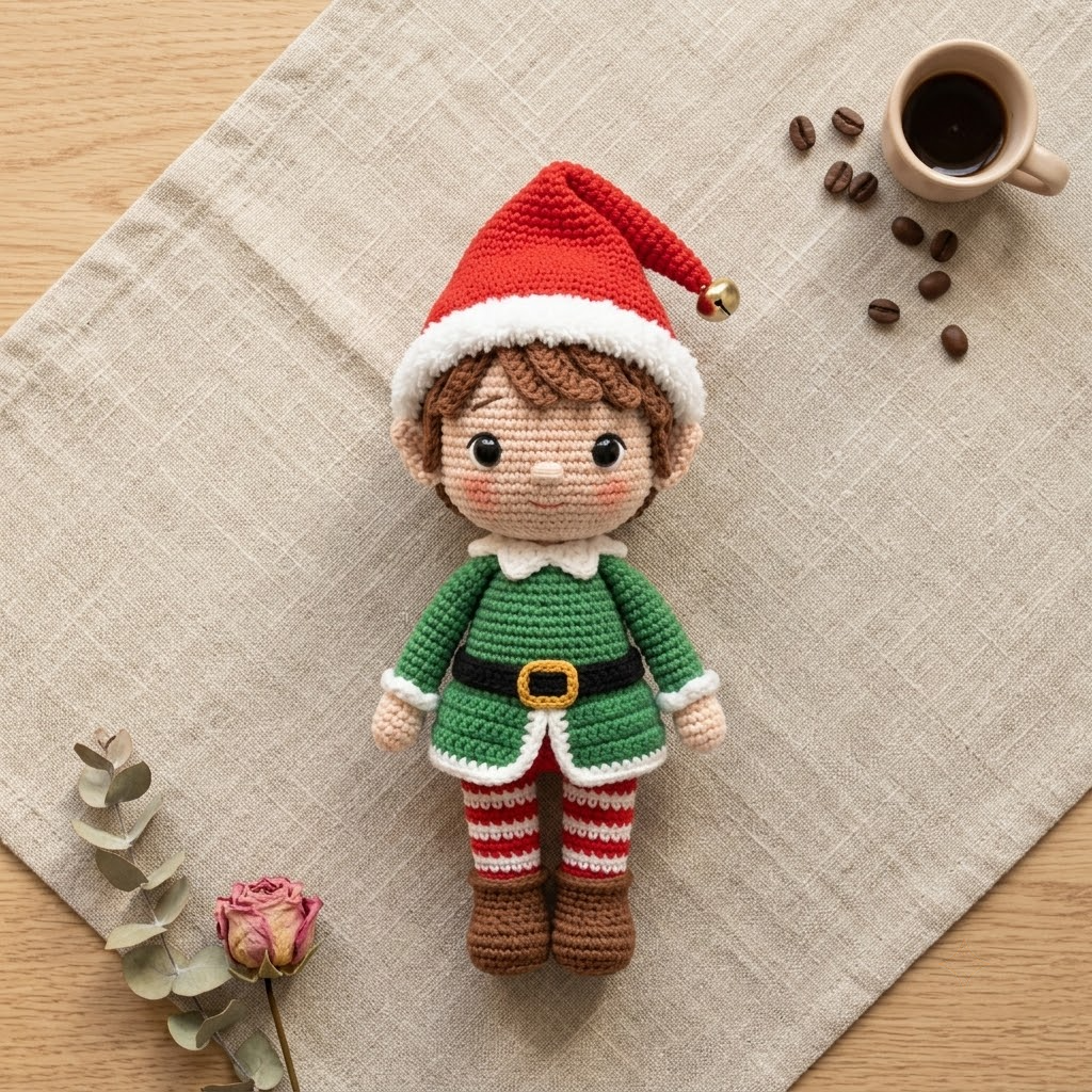 Charming Crochet Elf Doll, Christmas Messenger From North Pole