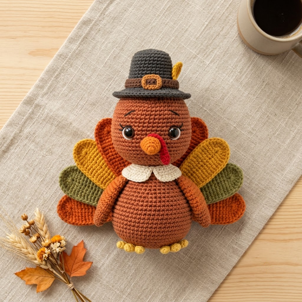 Charming Crochet Turkey Doll, Adorable Thanksgiving Decor, Fall Amigurumi Gift