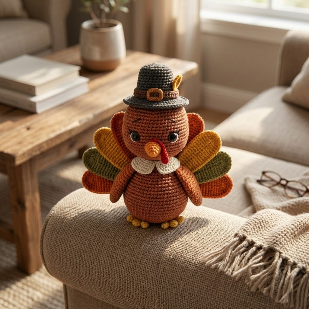 Charming Crochet Turkey Doll, Adorable Thanksgiving Decor, Fall Amigurumi Gift