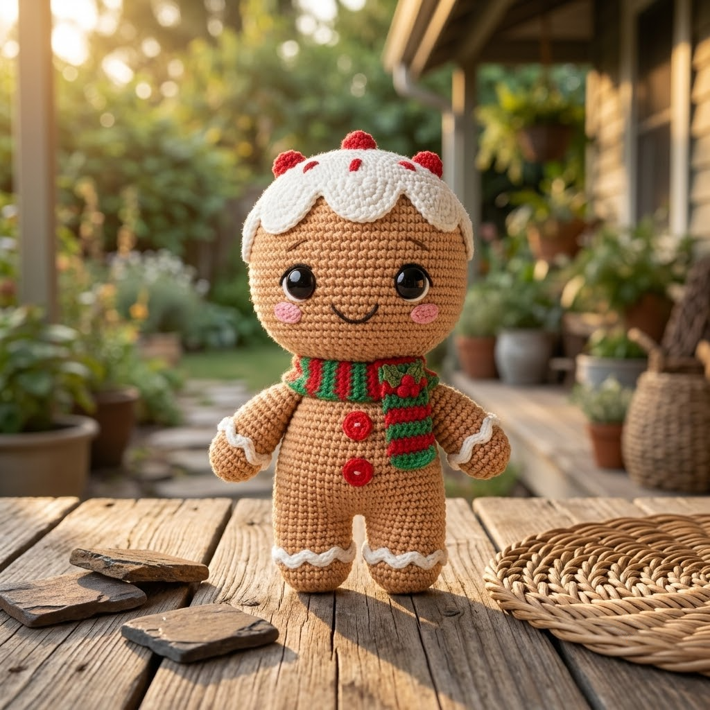 Cute Crochet Gingerbread Doll, Adorable Christmas Cookie Amigurumi Plush