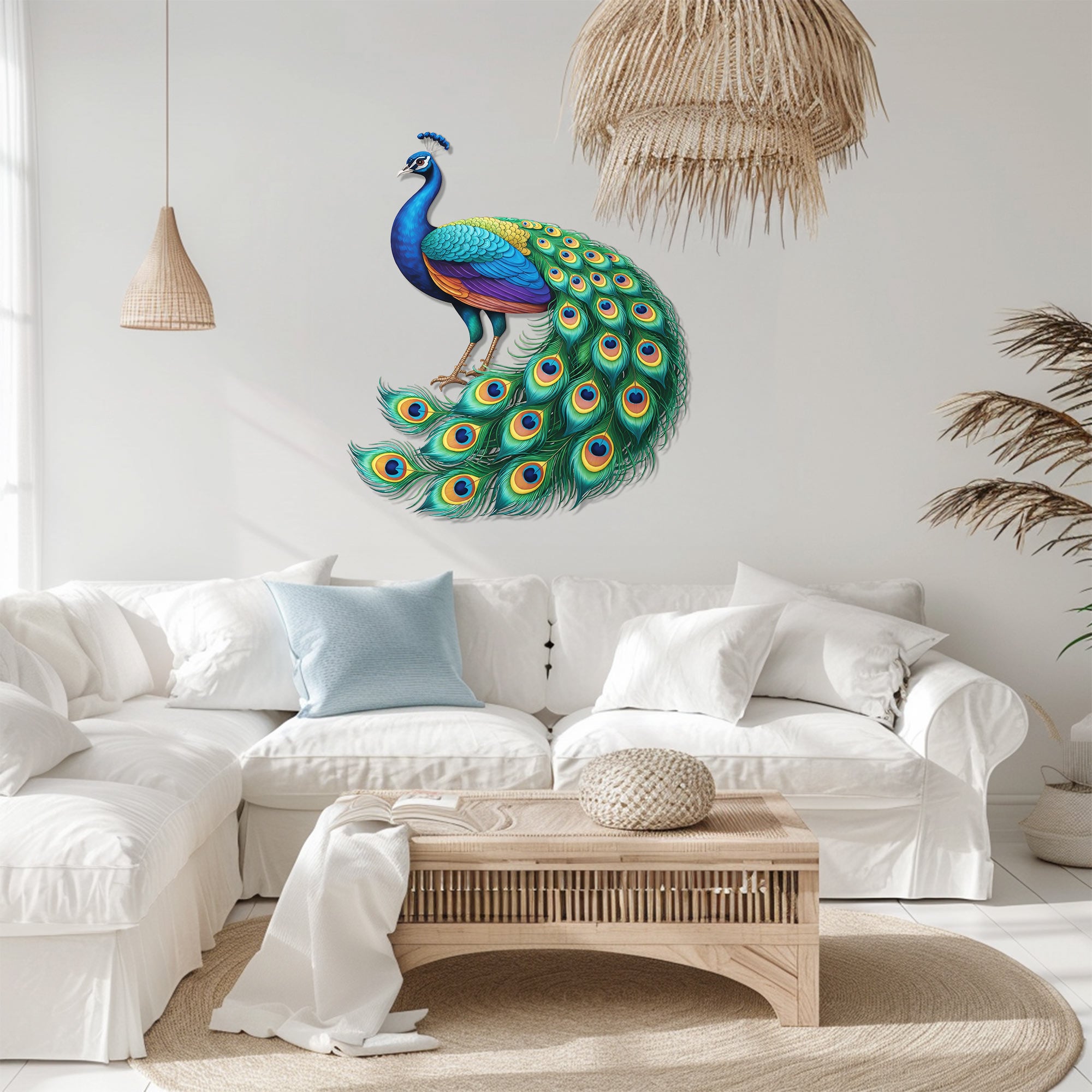 Peacock Wall Art – Vibrant Tropical Style Aluminum Wall Decor for Home