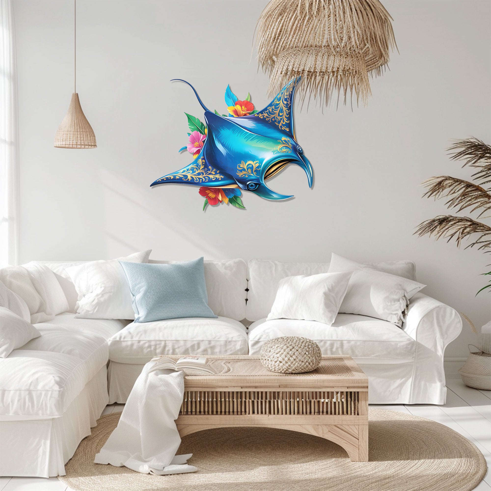 Stingray Wall Art – Elegant Marine Style Aluminum Wall Decor for Home
