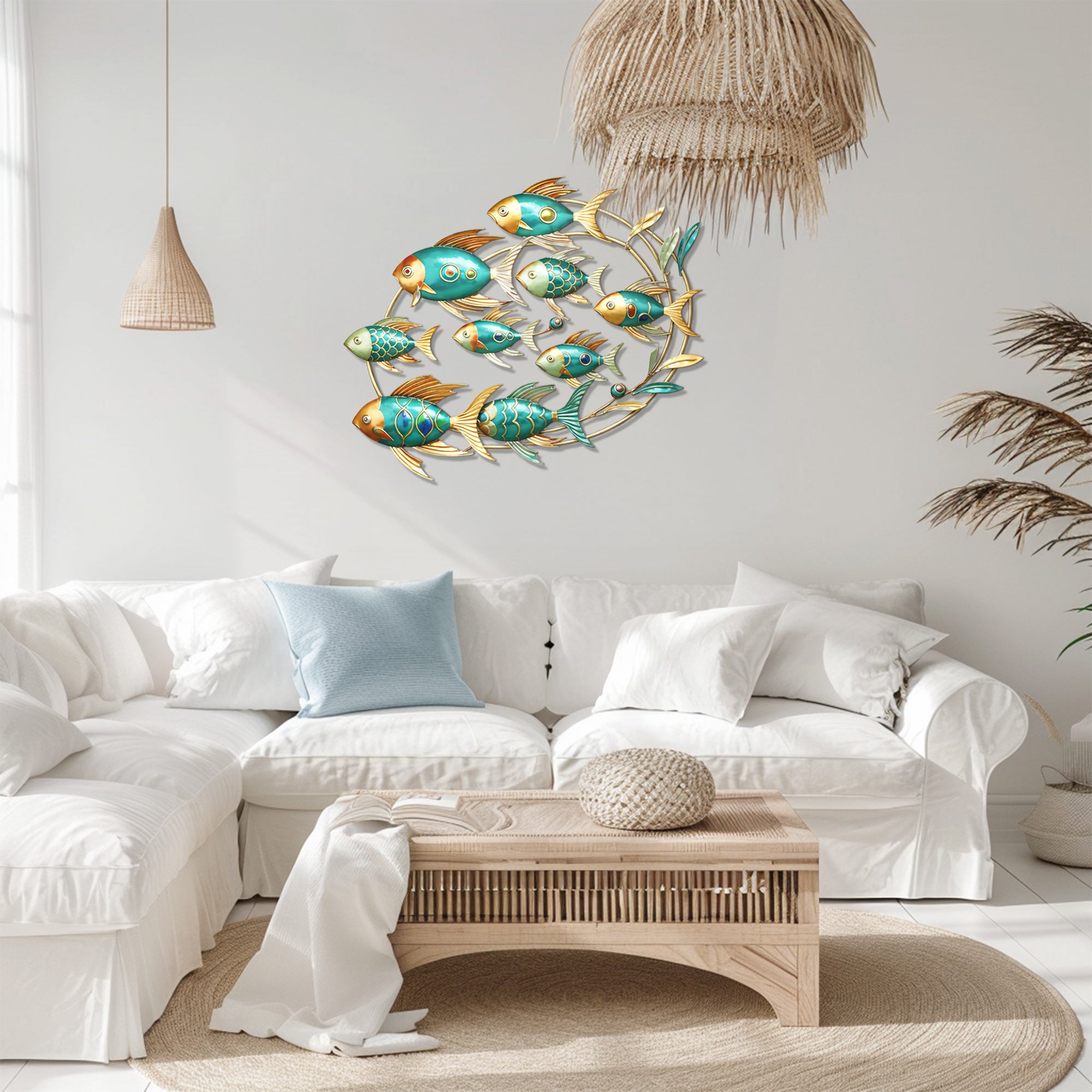 Fish Metal Wall Art – Coastal Modern Aluminum Wall Decor for Living Room