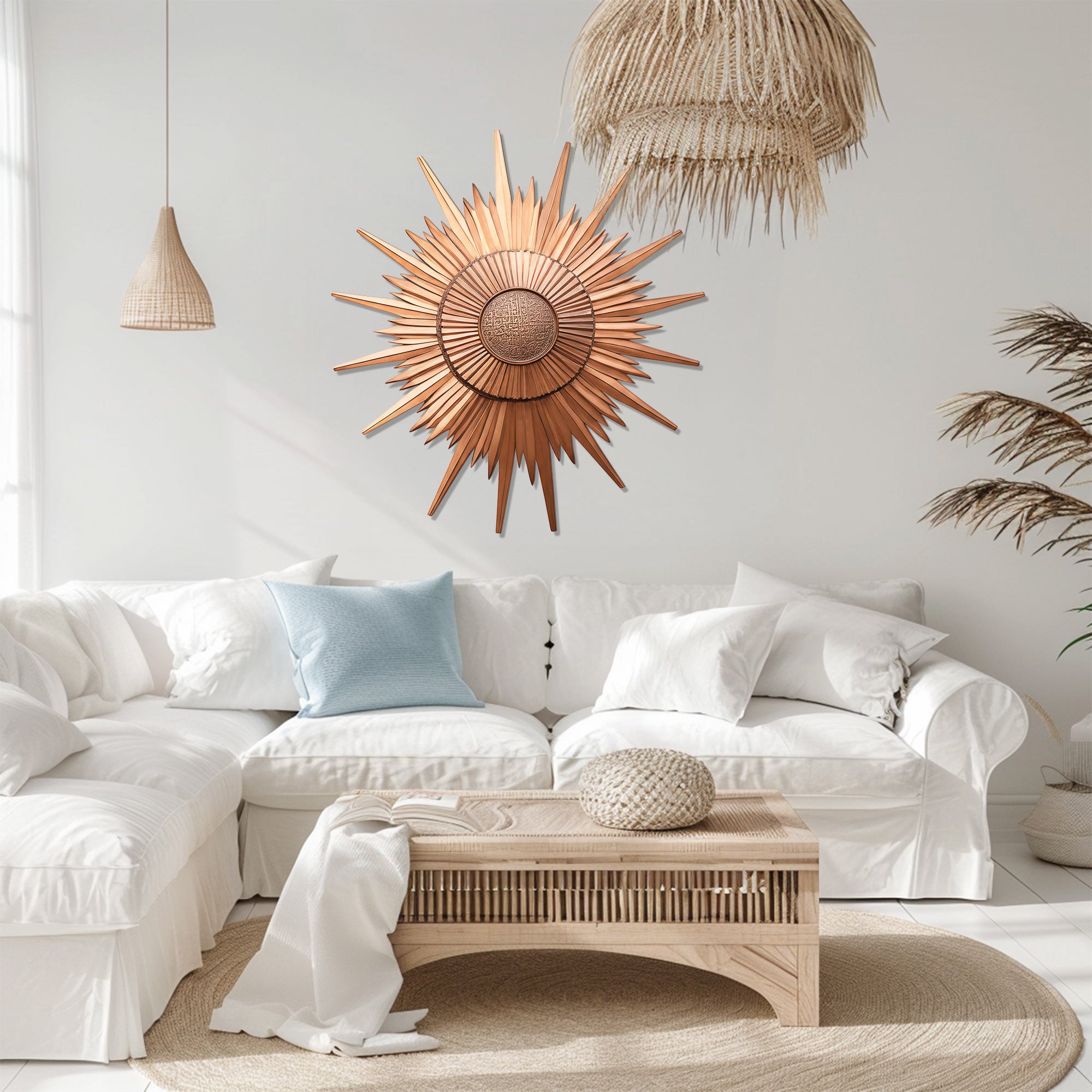 Sunburst Metal Wall Art – Modern Geometric Aluminum Wall Decor for Living Room