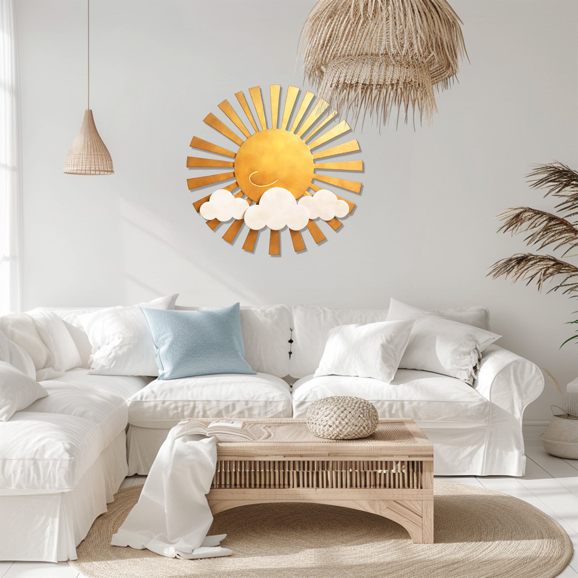 Sun Metal Wall Art – Minimal Cute Aluminum Wall Decor for Living Room