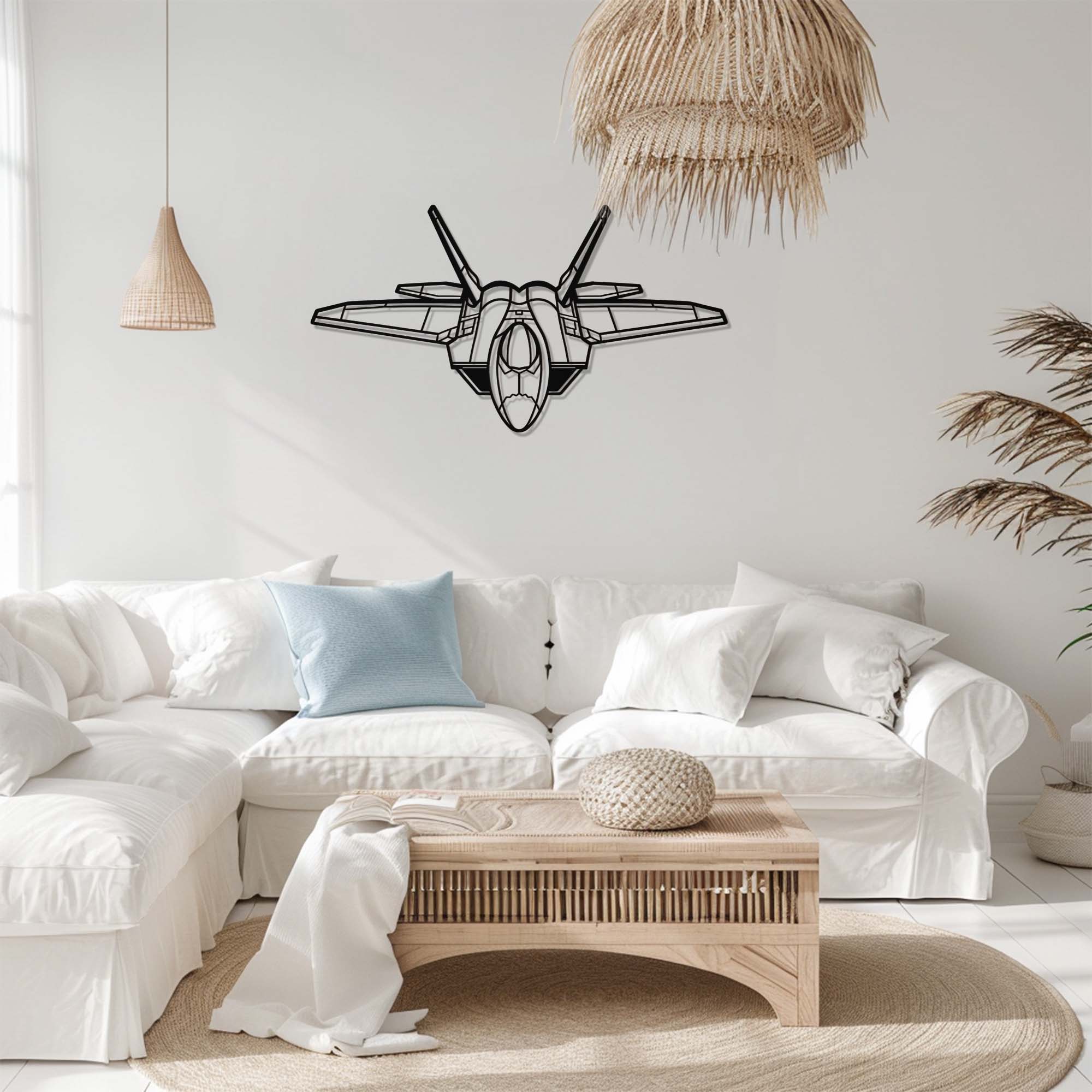Fighter Jet Wall Art – Minimalist Aviation UV Printed Aluminum Decor for Indoor Outdoor Wall Display