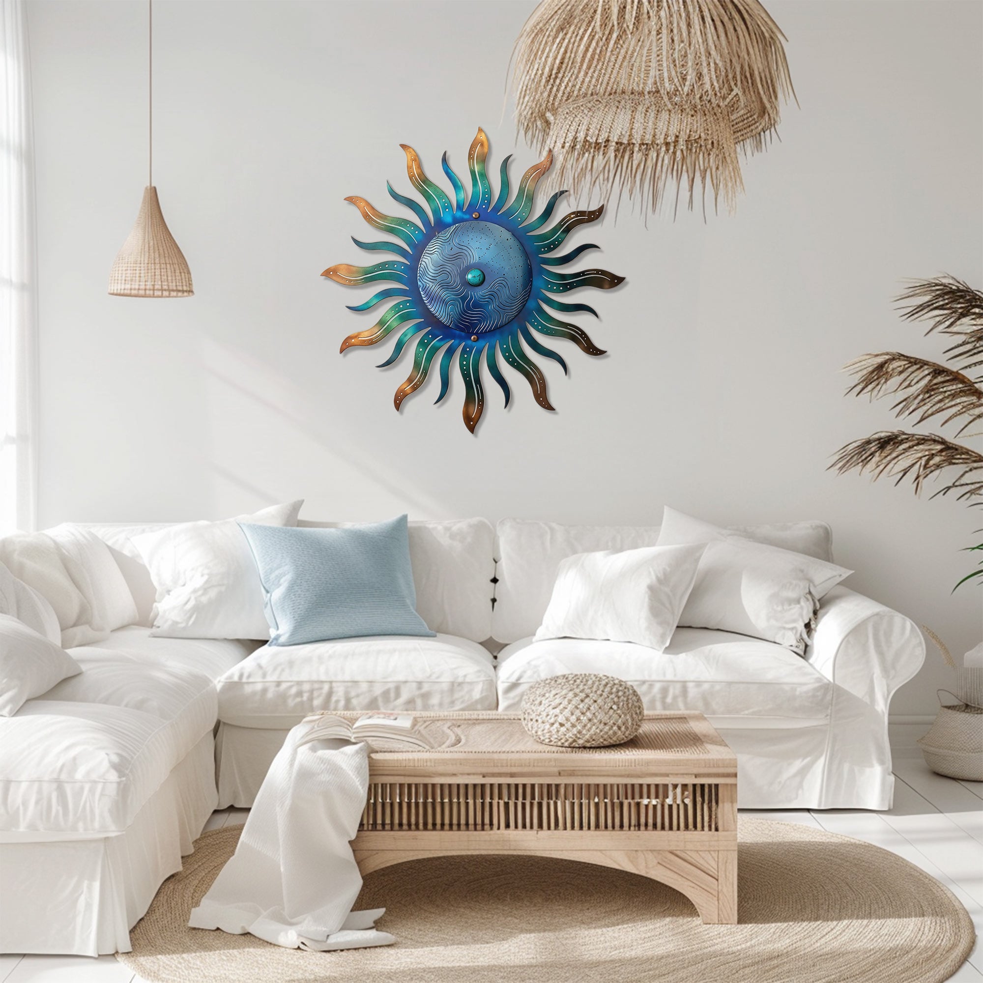 Sun Metal Wall Art – Boho Coastal Wall Decor for Home Space