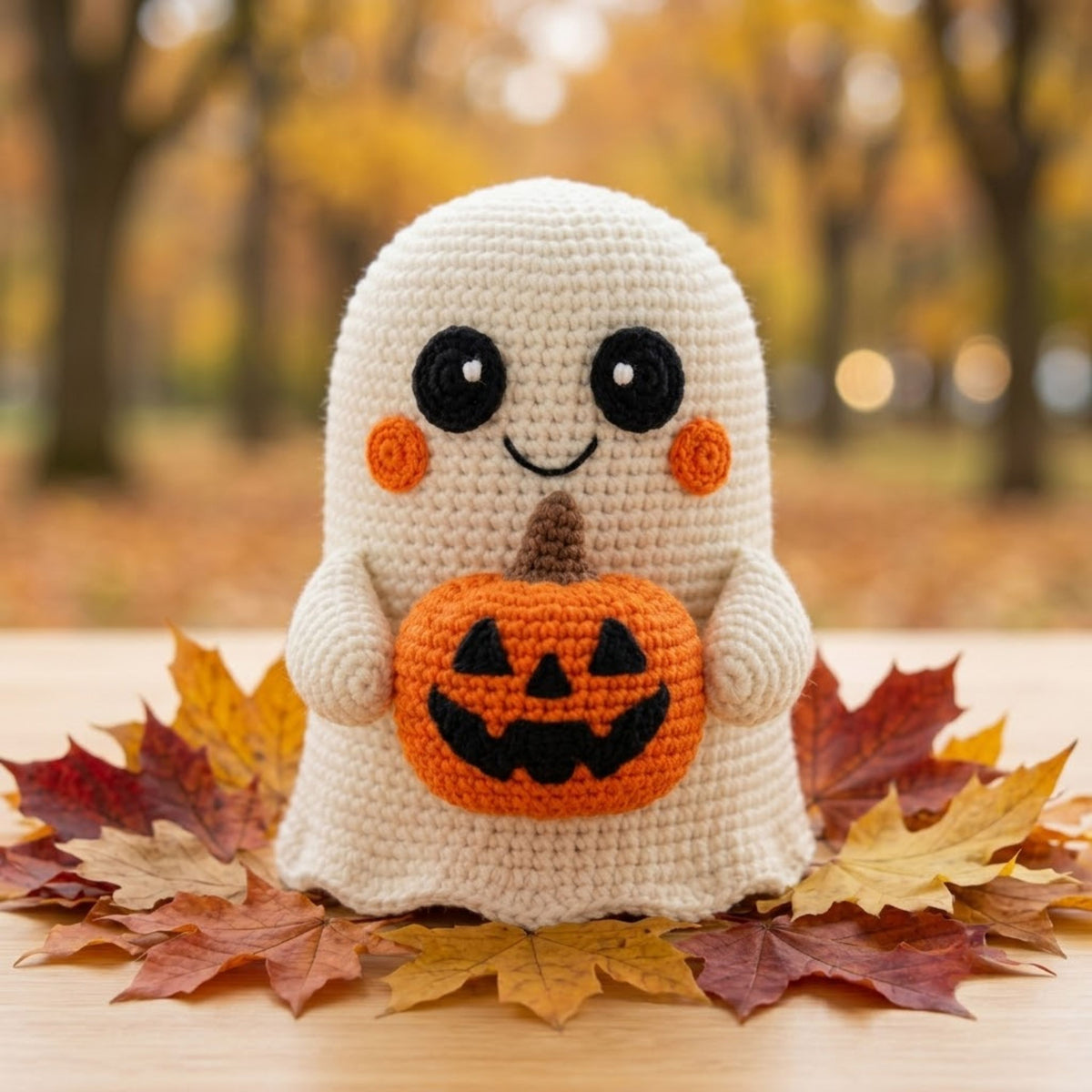 Crochet Ghost Pumpkin Amigurumi Plush, Handmade Halloween Stuffed Toy, Cute Fall Nursery Decor, Custom 4-12 Inch Soft Gift For Kids Room Toy