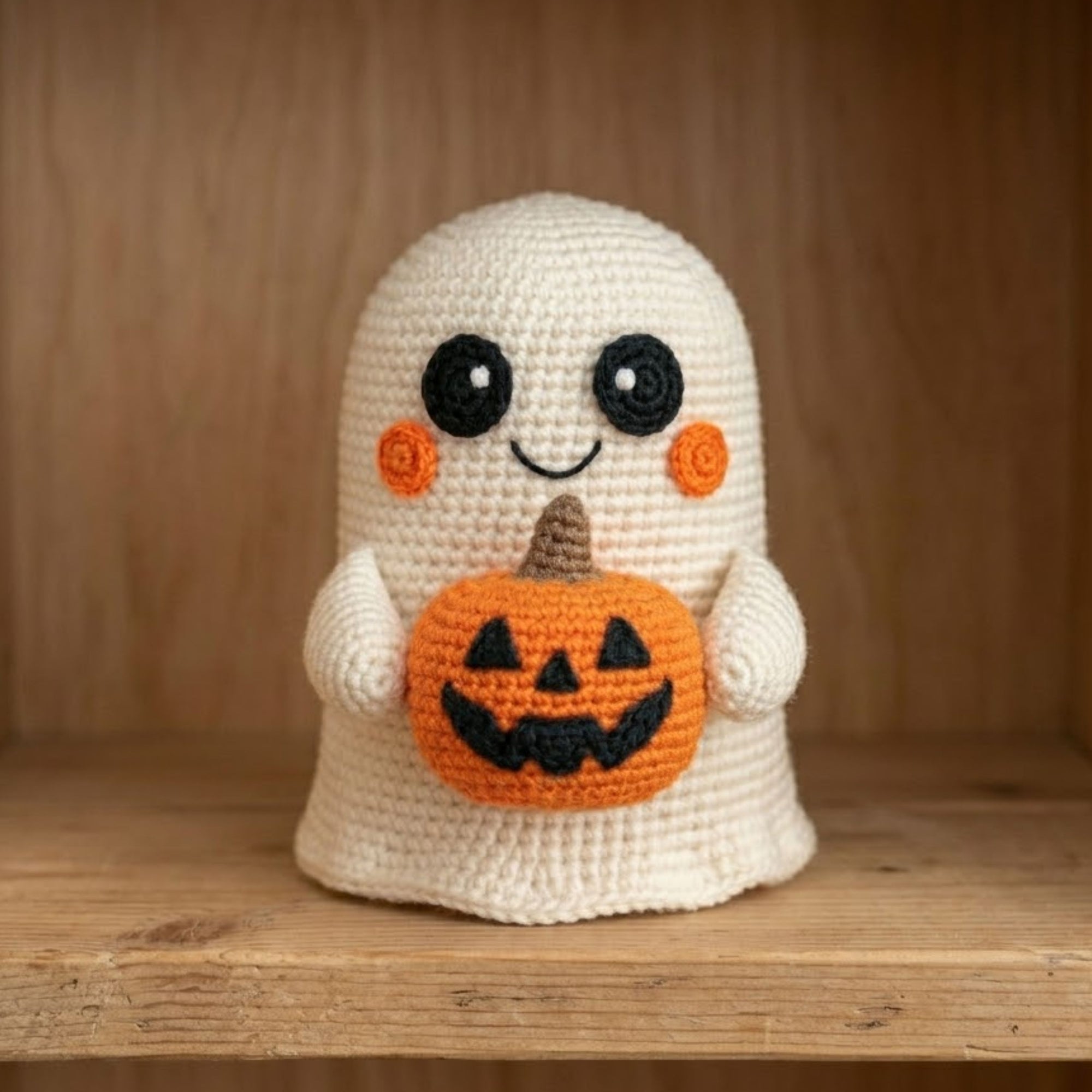 Crochet Ghost Pumpkin Amigurumi Plush, Handmade Halloween Stuffed Toy, Cute Fall Nursery Decor, Custom 4-12 Inch Soft Gift For Kids Room Toy