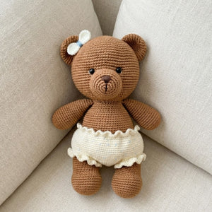 Crochet Teddy Bear Plush, Handmade Amigurumi Bear Doll With Ruffle Diaper, Cute Nursery Toy, Baby Shower Gift, 4-12 Inch Decor Doll Toy Gift