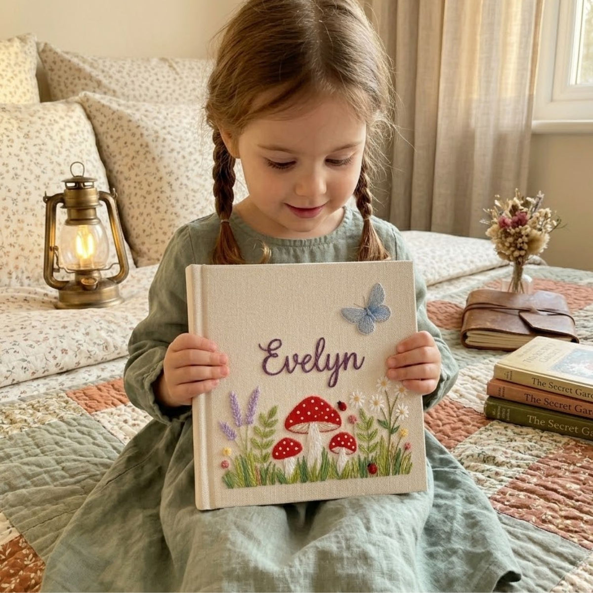 Personalized Baby Photo Album, Hand Embroidered Dinosaur Memory Book, Custom Name Keepsake, Woodland Nursery Gift, Newborn, Baby Shower Gift