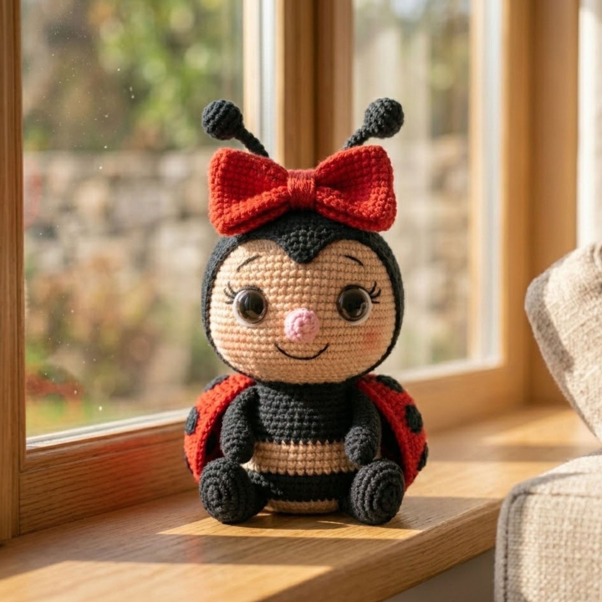 Lovely Red Crochet Ladybug Doll, Handmade Amigurumi Bug Plush, Cute Insect Nursery Decor, Baby Shower Gift, Sizes 4-12in for Kids Room Decor