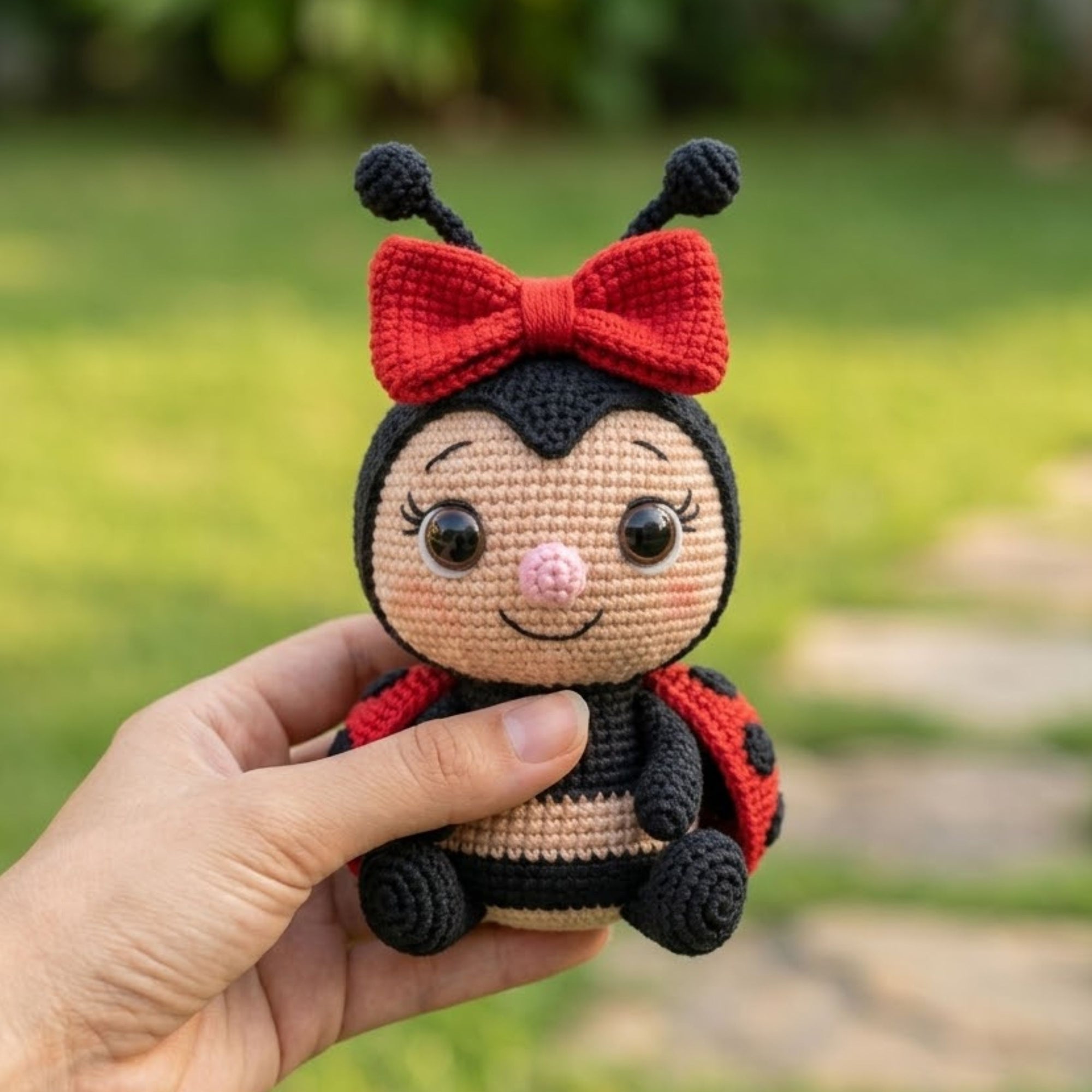 Lovely Red Crochet Ladybug Doll, Handmade Amigurumi Bug Plush, Cute Insect Nursery Decor, Baby Shower Gift, Sizes 4-12in for Kids Room Decor