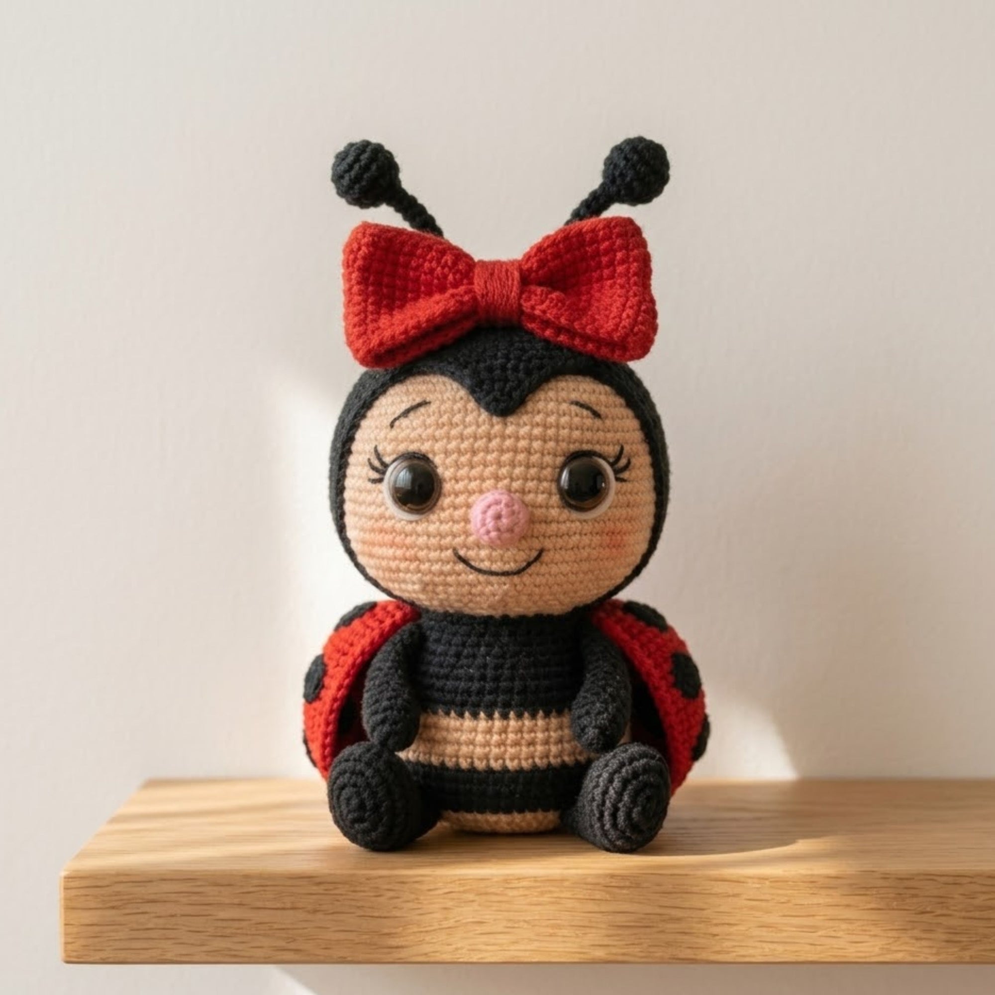 Lovely Red Crochet Ladybug Doll, Handmade Amigurumi Bug Plush, Cute Insect Nursery Decor, Baby Shower Gift, Sizes 4-12in for Kids Room Decor