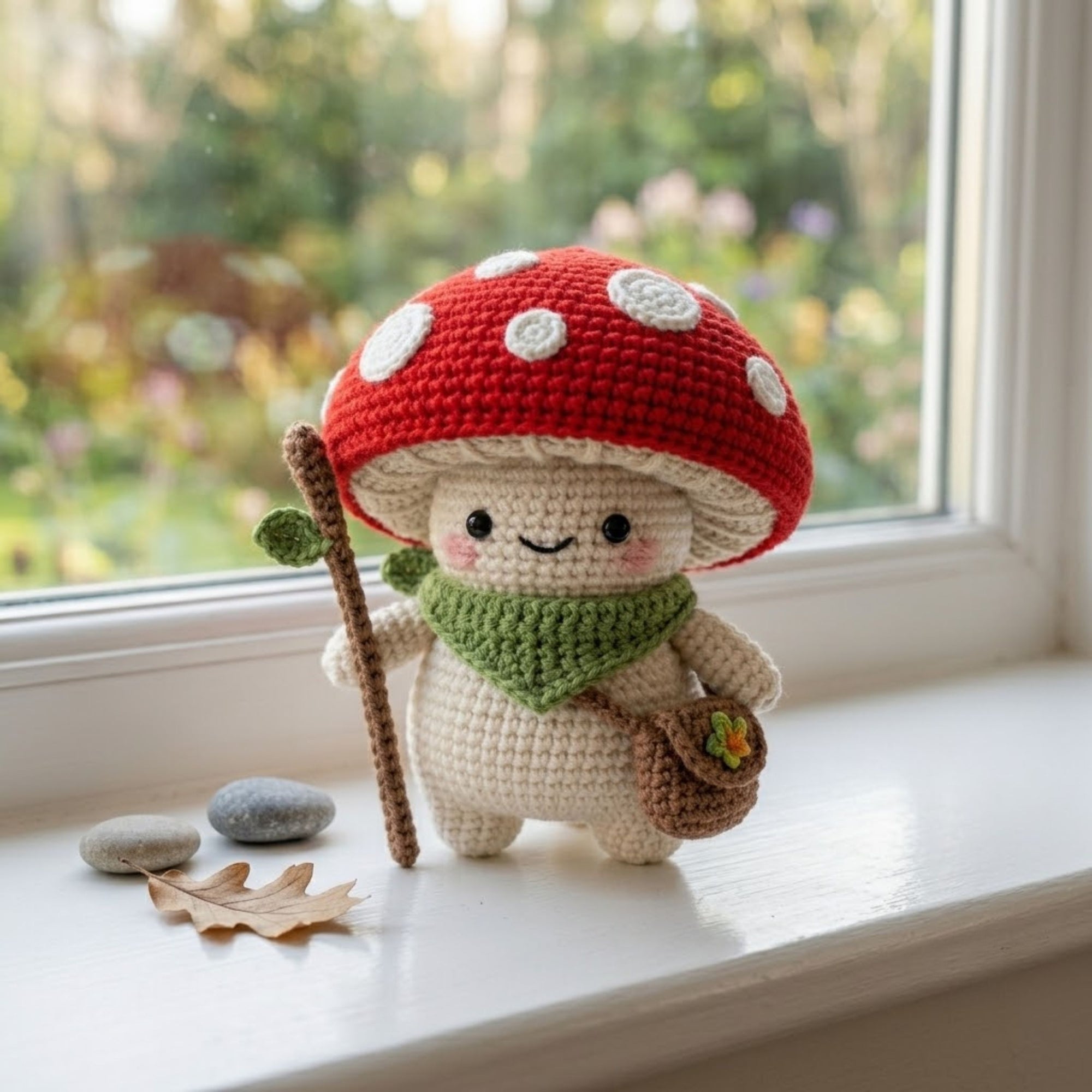 Handmade Crochet Mushroom Plush, Cute Amigurumi Toadstool Doll, Forest Fairy Yarn Toy, Woodland Gift for Kids Room Decor