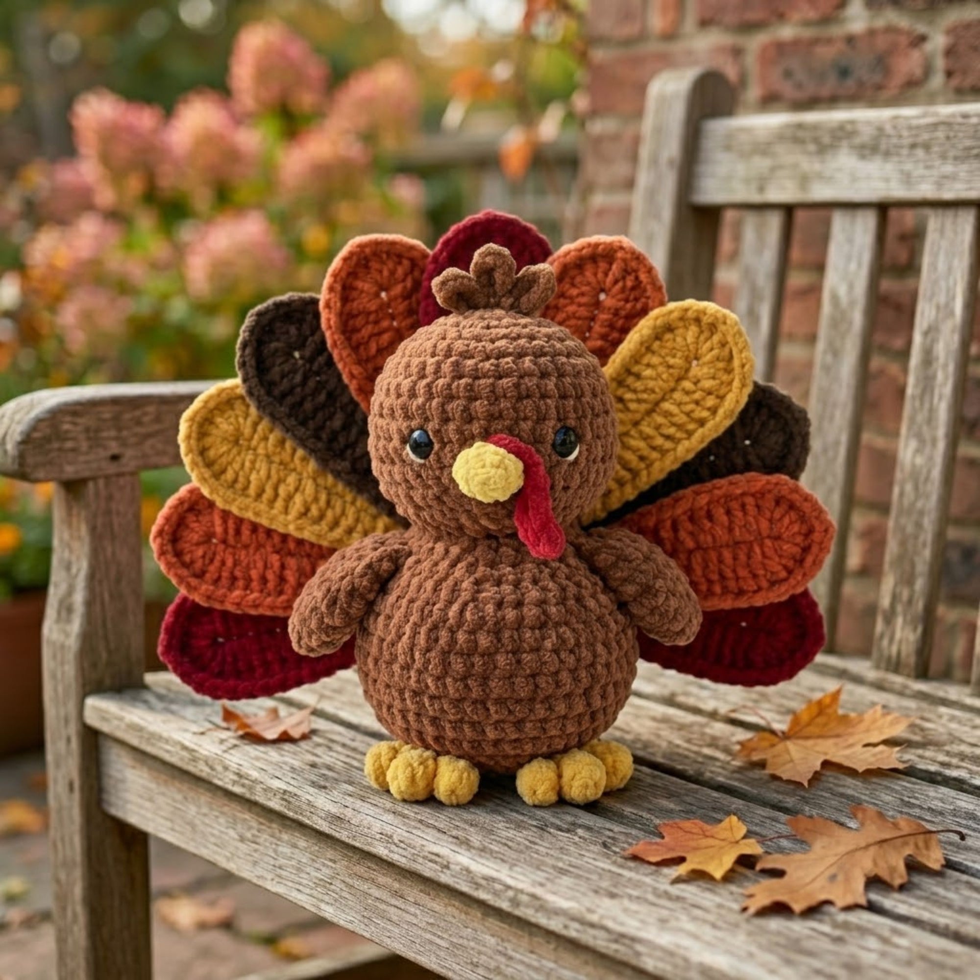 Handmade Crochet Turkey Plush, Cute Amigurumi Thanksgiving Turkey Doll, Fall Yarn Bird Toy, Soft Woodland Gift for Kids Home Decor