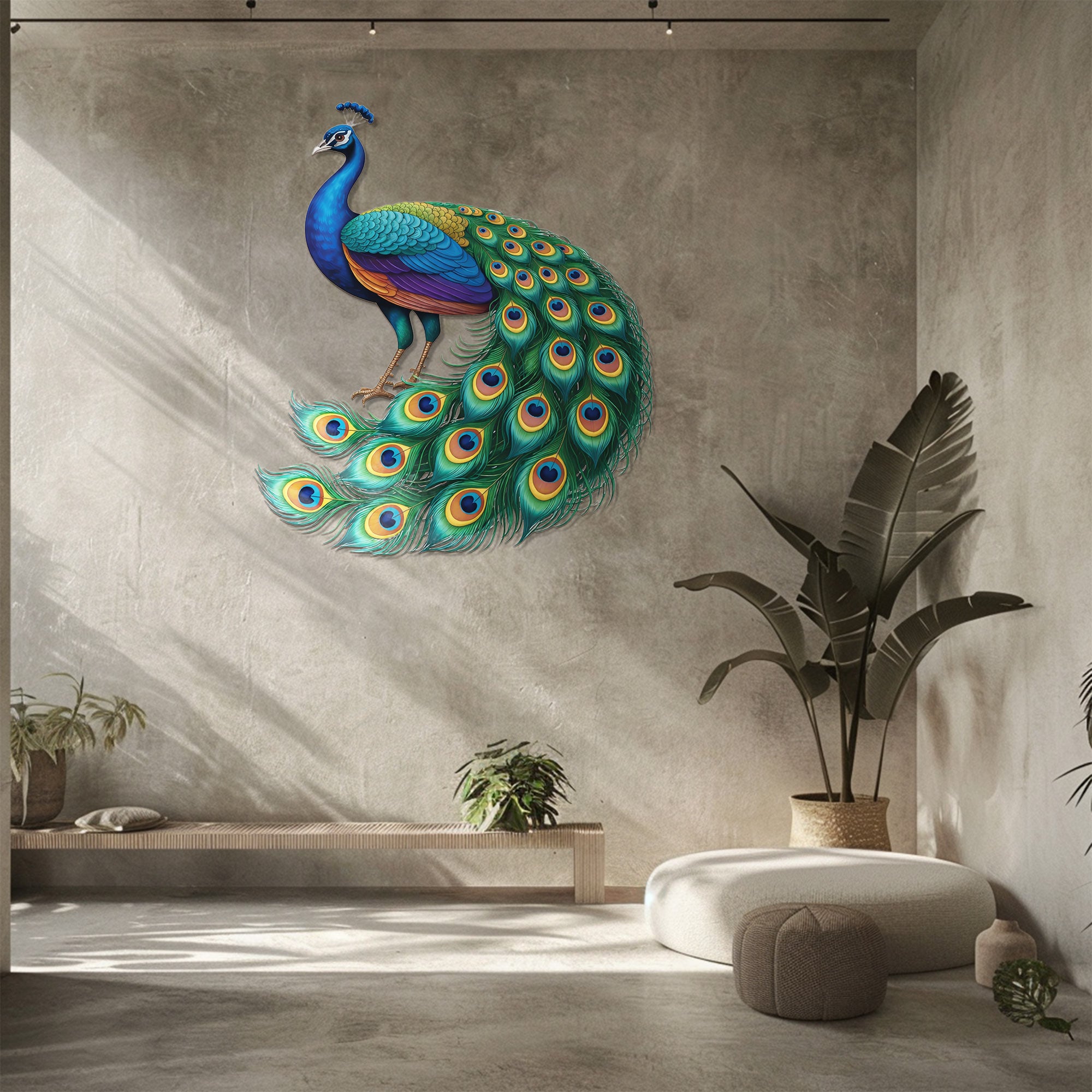 Peacock Wall Art – Vibrant Tropical Style Aluminum Wall Decor for Home