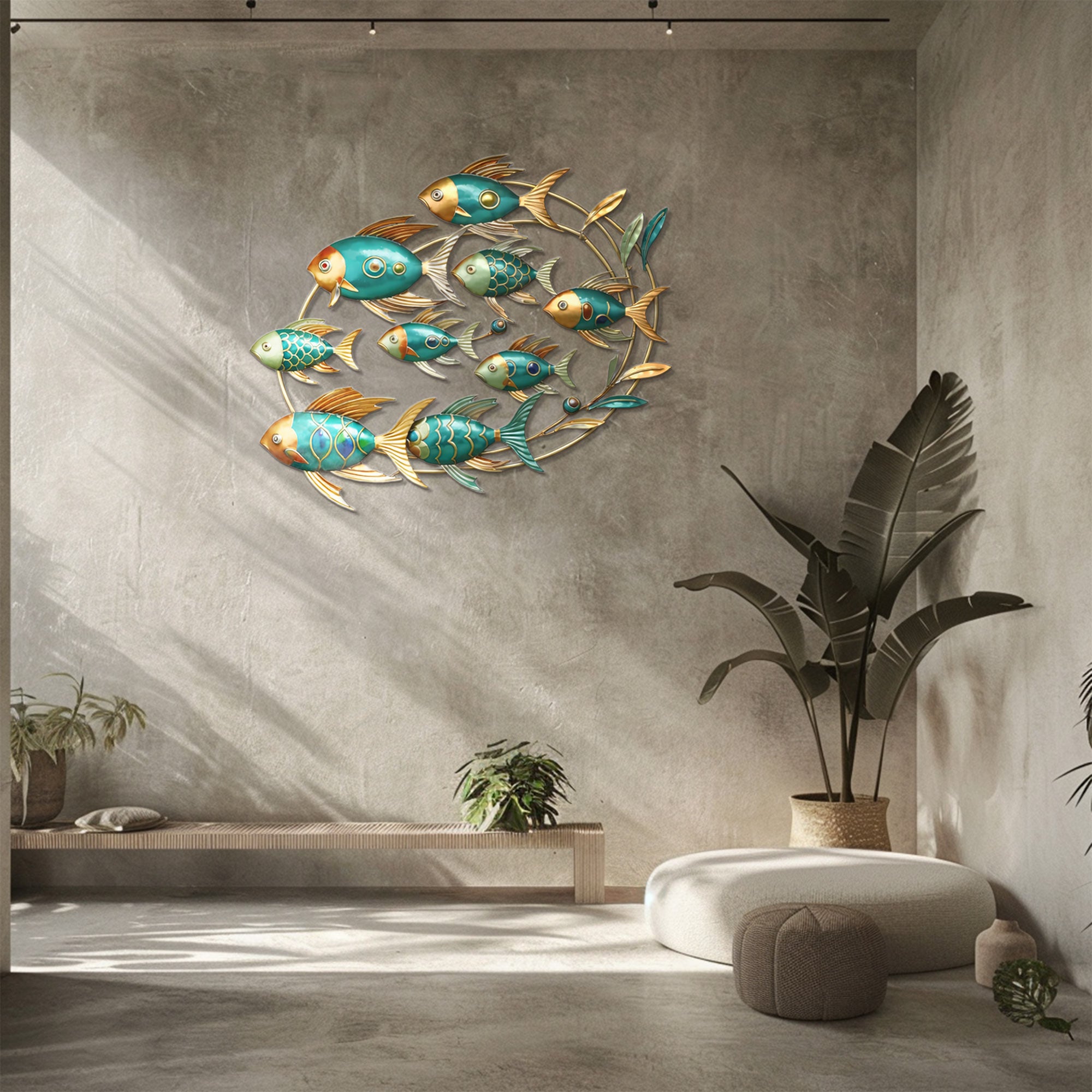 Fish Metal Wall Art – Coastal Modern Aluminum Wall Decor for Living Room
