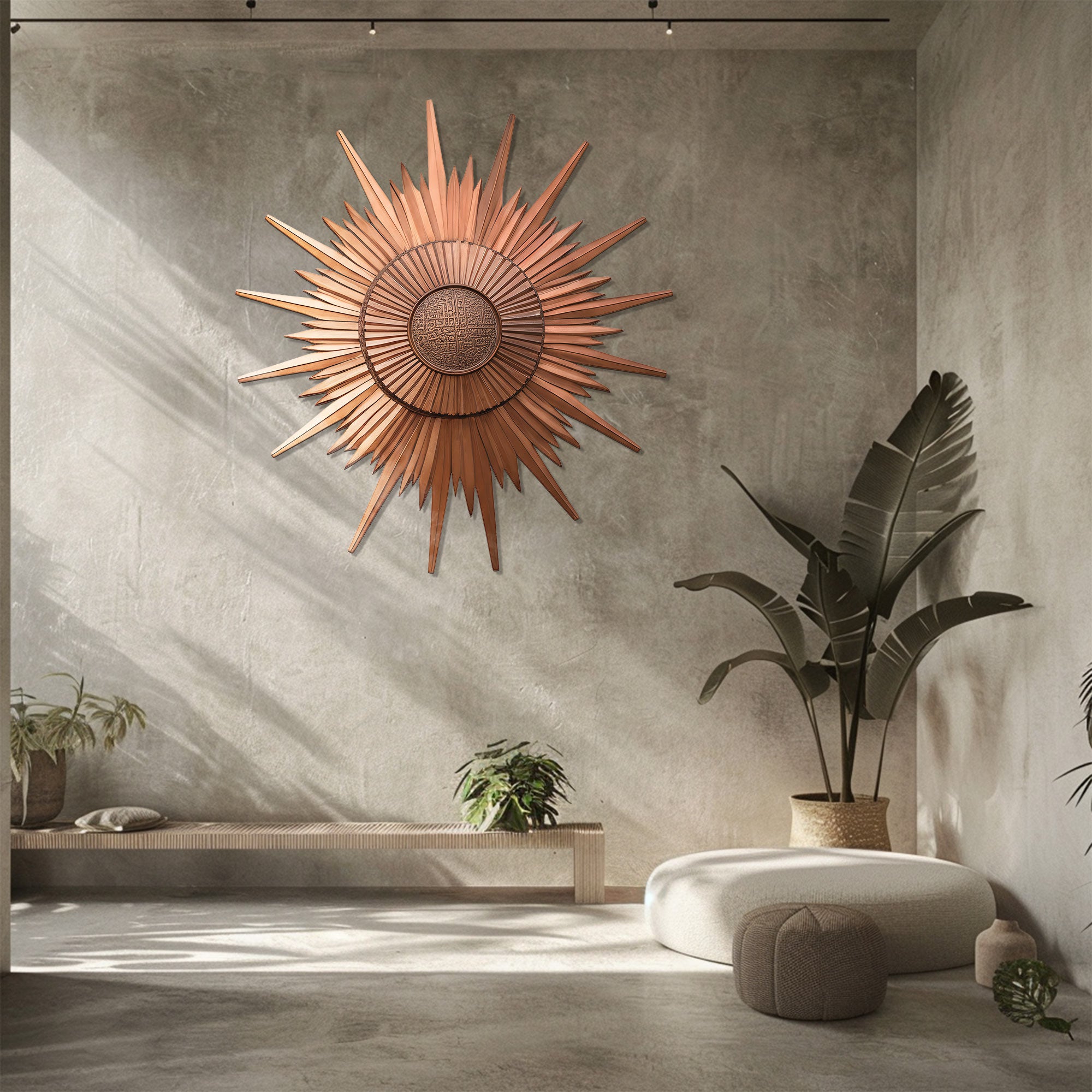 Sunburst Metal Wall Art – Modern Geometric Aluminum Wall Decor for Living Room