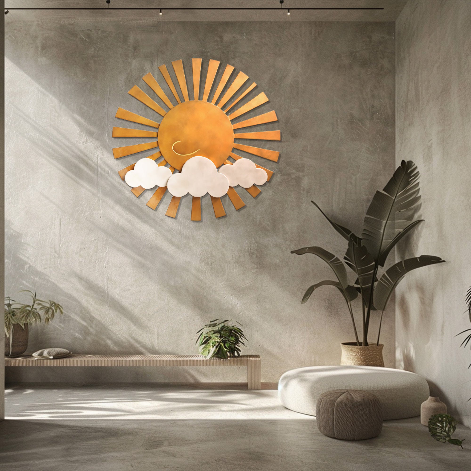 Sun Metal Wall Art – Minimal Cute Aluminum Wall Decor for Living Room