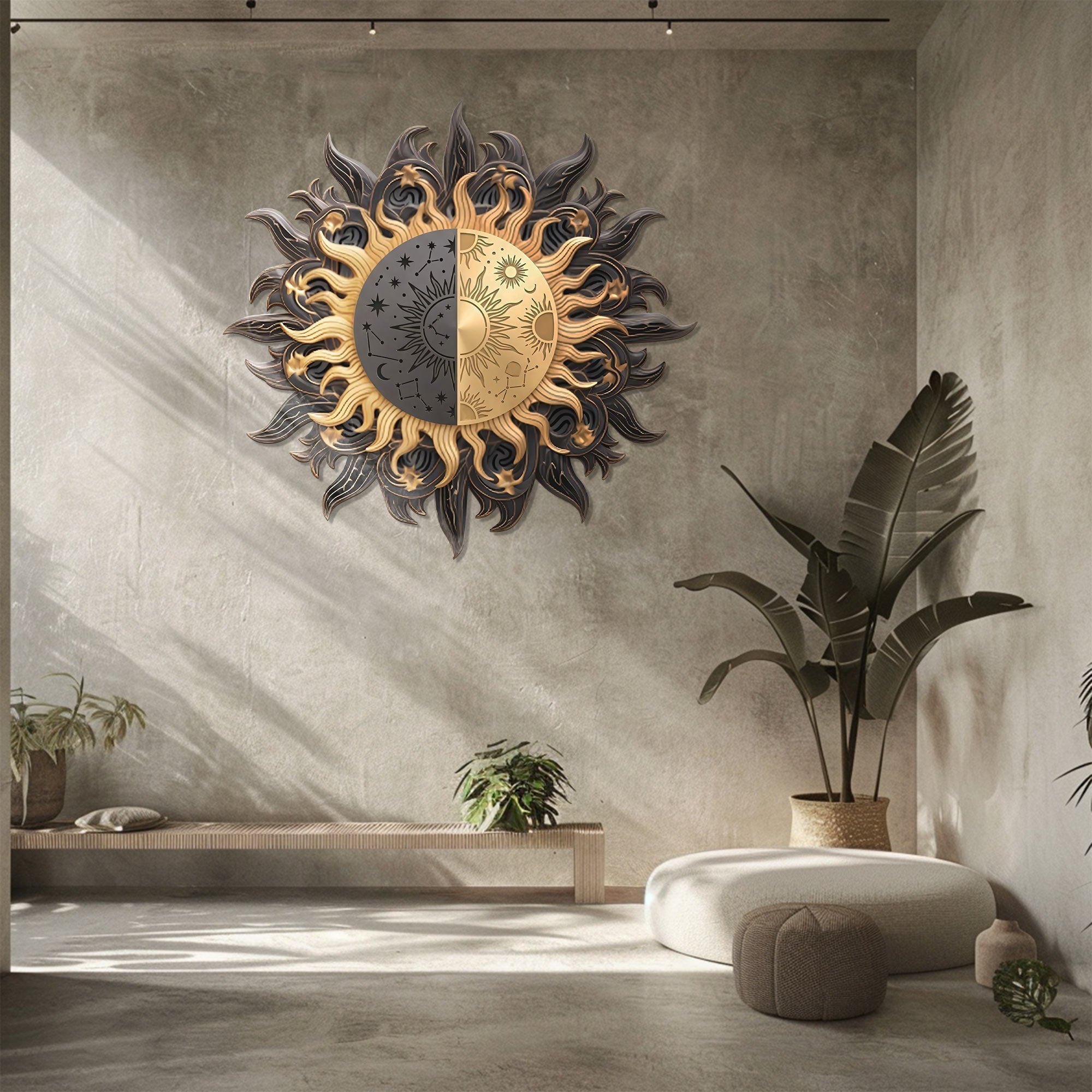 Sun Moon Wall Art – Celestial Boho UV Printed Decor for Indoor &amp; Outdoor Spaces