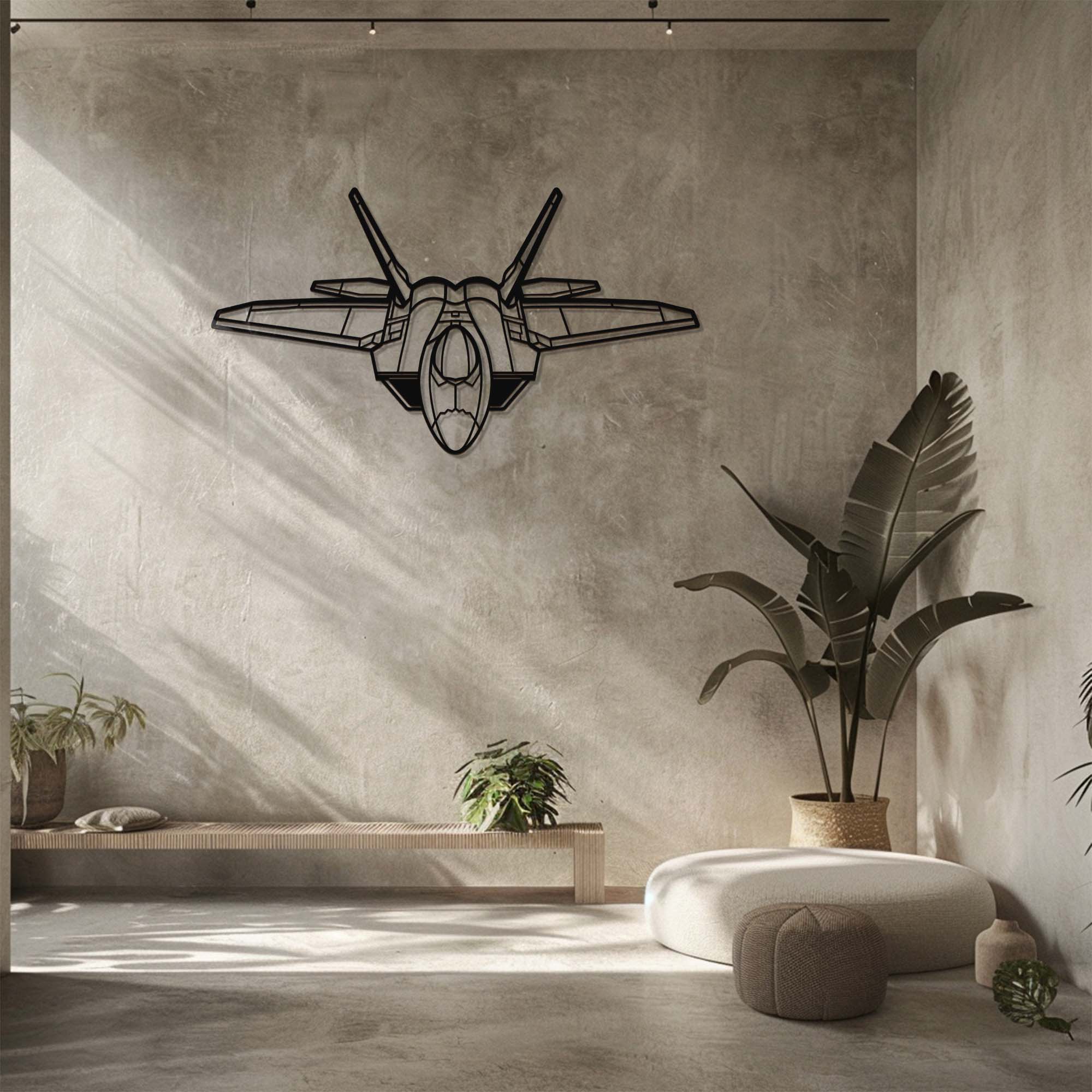 Fighter Jet Wall Art – Minimalist Aviation UV Printed Aluminum Decor for Indoor Outdoor Wall Display