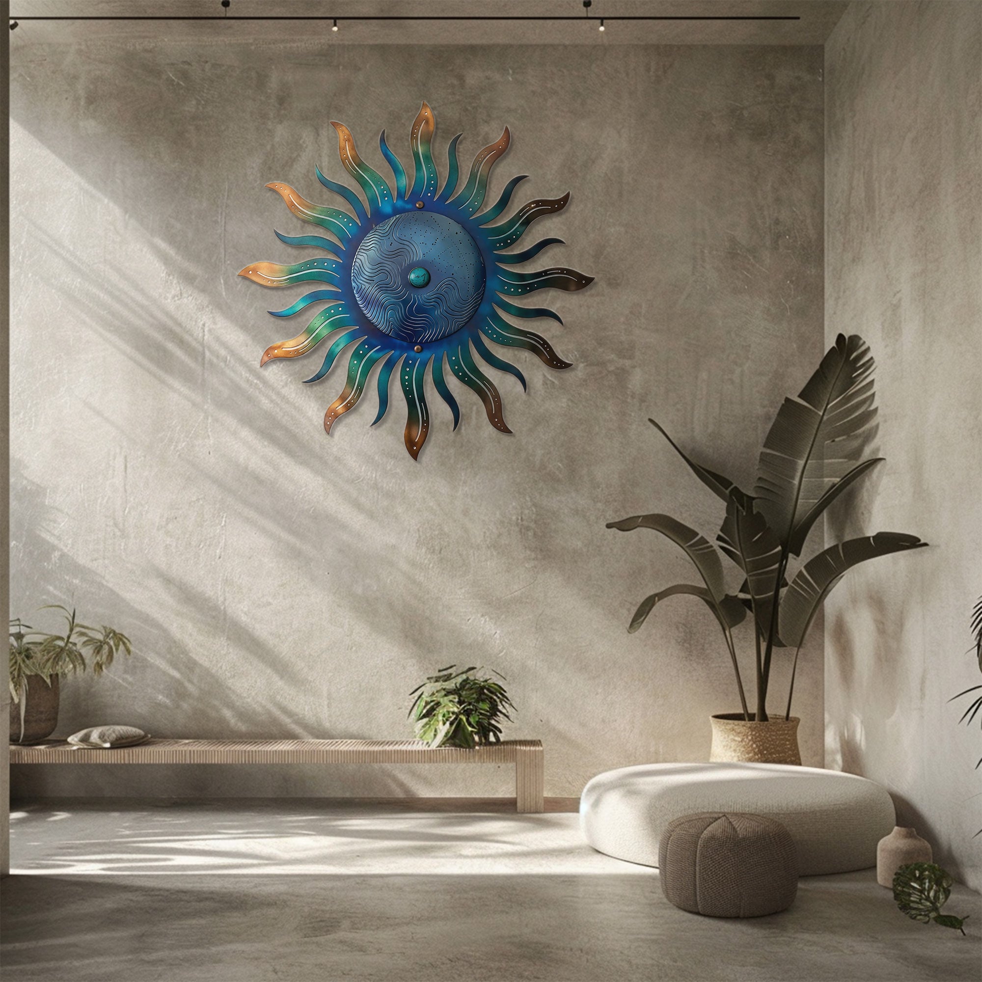 Sun Metal Wall Art – Boho Coastal Wall Decor for Home Space