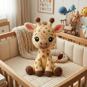 Crochet Giraffe Doll Handmade Amigurumi Safari Animal Plush, Cute Nursery Baby Shower Gift, Sizes 4-12 Inches Soft Toy for Kids Safari Decor