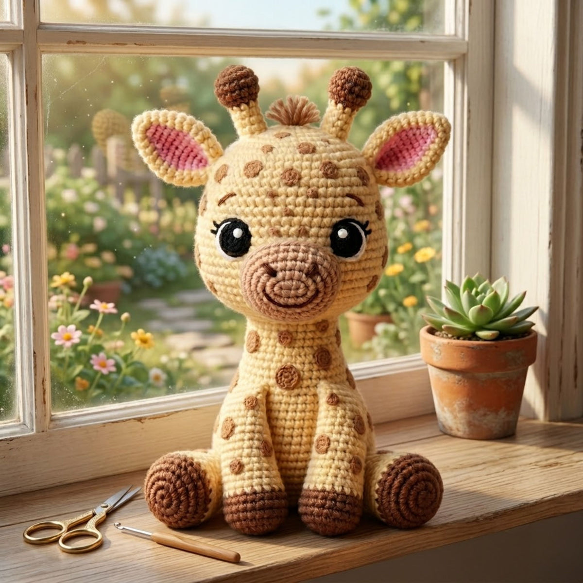 Crochet Giraffe Doll Handmade Amigurumi Safari Animal Plush, Cute Nursery Baby Shower Gift, Sizes 4-12 Inches Soft Toy for Kids Safari Decor