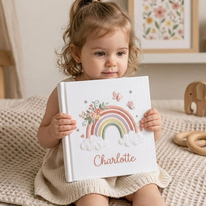 Personalized Baby Photo Album, Hand Embroidered Dinosaur Memory Book, Custom Name Keepsake, Woodland Nursery Gift, Newborn, Baby Shower Gift