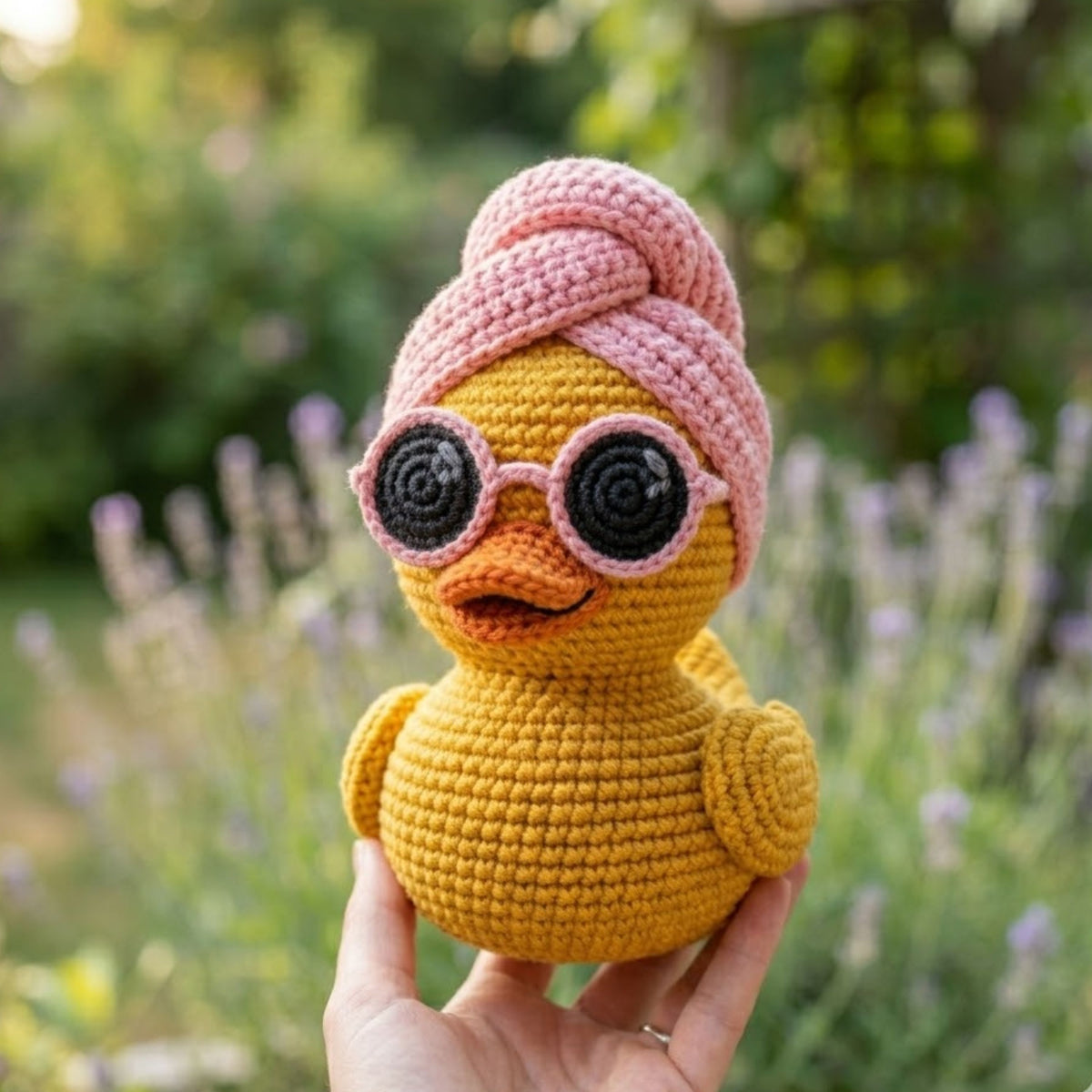Crochet Duck Plush With Pink Beanie Cute Amigurumi Duckling Doll, Kawaii Stuffed Animal Gift, Nursery Decor, 4-12 Inch Handmade Toy For Kids