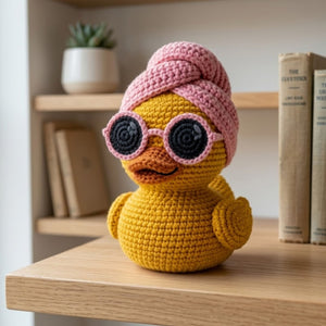 Crochet Duck Plush With Pink Beanie Cute Amigurumi Duckling Doll, Kawaii Stuffed Animal Gift, Nursery Decor, 4-12 Inch Handmade Toy For Kids