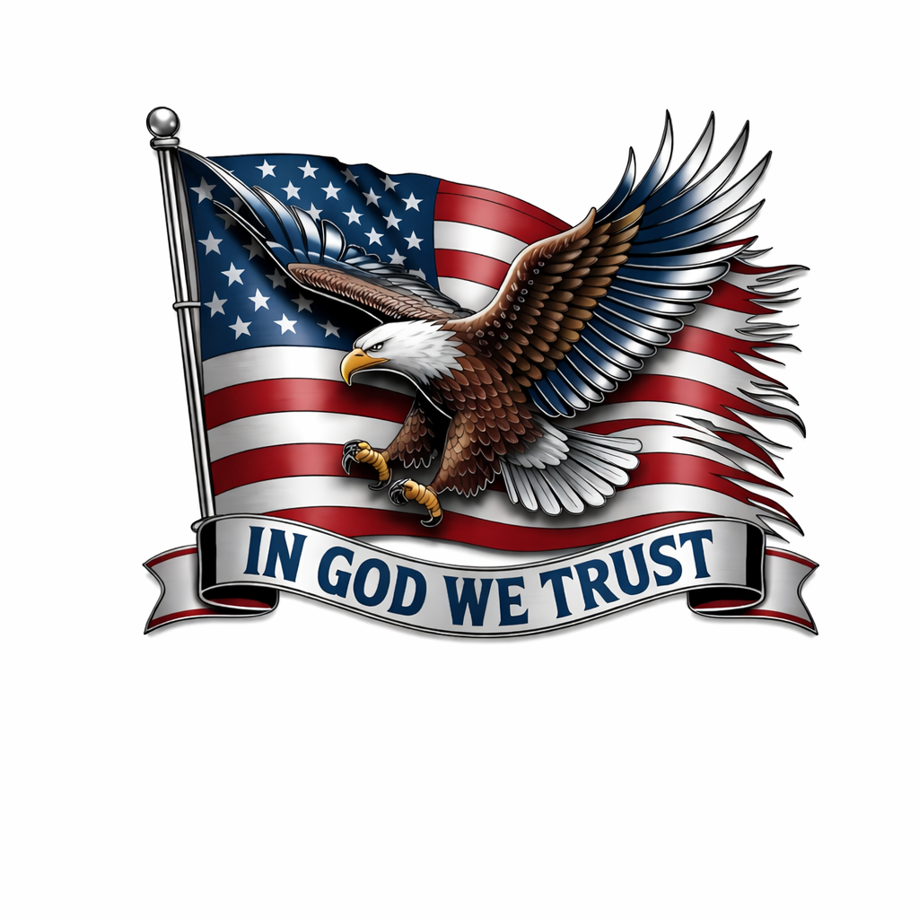 American Eagle Flag – Patriotic Metal Effect Wall Decor for Living Room