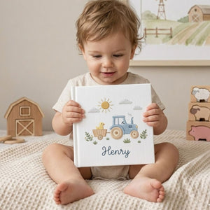 Personalized Baby Photo Album, Hand Embroidered Dinosaur Memory Book, Custom Name Keepsake, Woodland Nursery Gift, Newborn, Baby Shower Gift