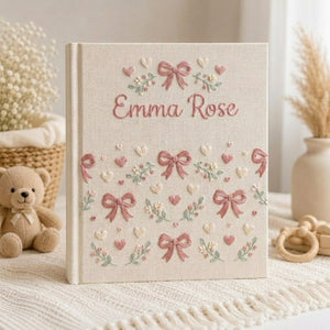 Hand Embroidered Baby Photo Album, Personalized Baby Name Album, Custom Embroidered Keepsake, Baby Memory Book, Baby Shower Gift
