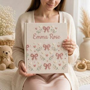 Hand Embroidered Baby Photo Album, Personalized Baby Name Album, Custom Embroidered Keepsake, Baby Memory Book, Baby Shower Gift