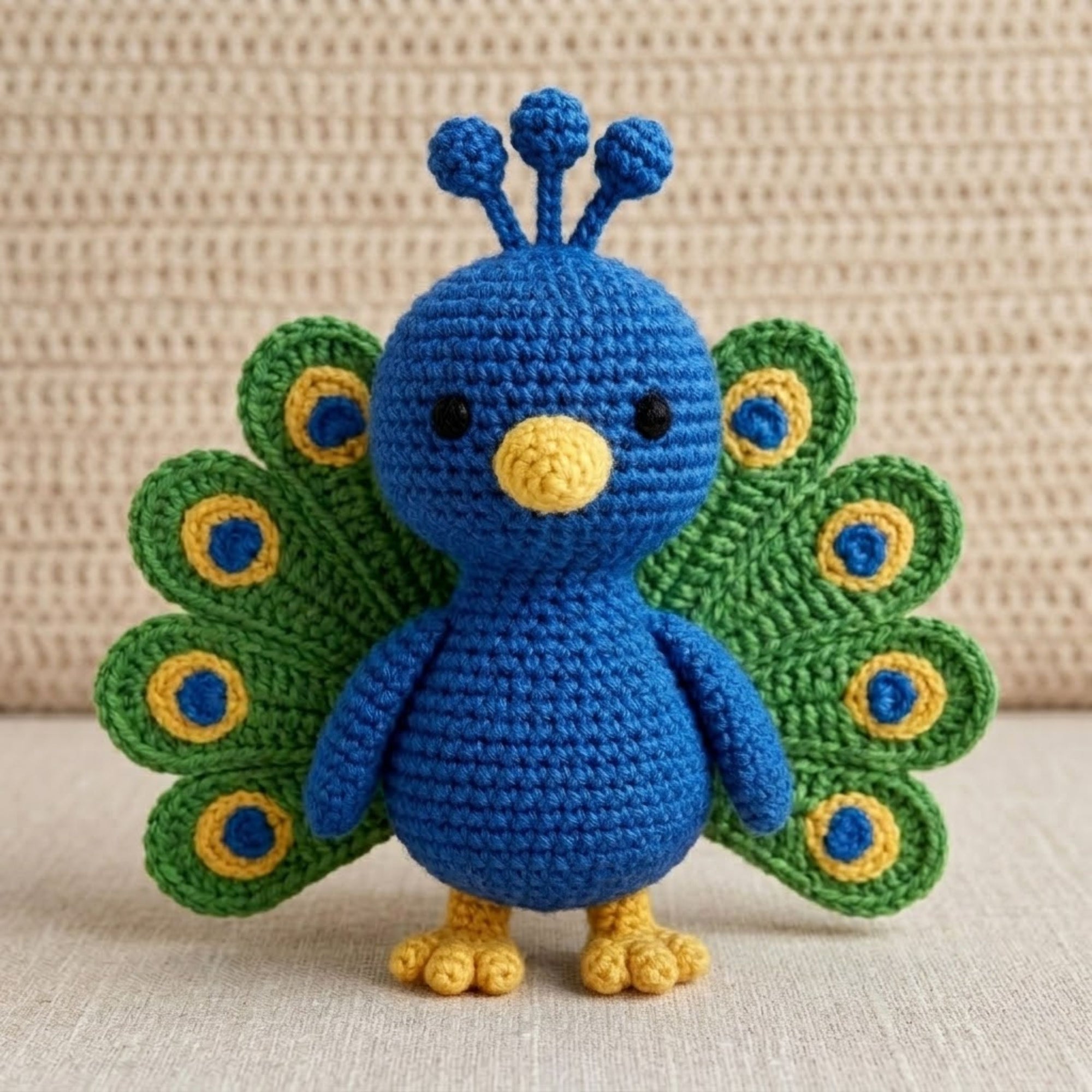 Crochet Peacock Plush, Handmade Amigurumi Peacock Doll, Blue Green Bird Nursery Toy, Baby Shower Gift, 4-12in Kids Plush Toy Room Decor Cute