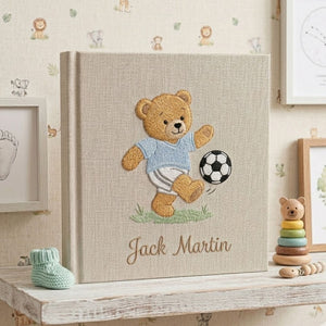 Personalized Baby Photo Album, Hand Embroidered Dinosaur Memory Book, Custom Name Keepsake, Woodland Nursery Gift, Newborn, Baby Shower Gift