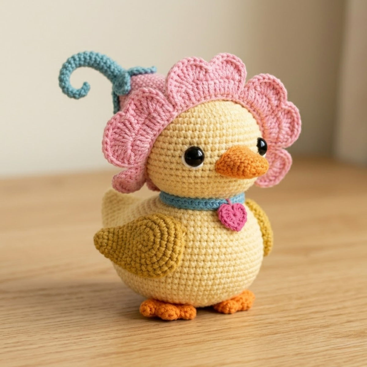 Cute Crochet Flower Duck Plush, Kawaii Amigurumi Duckling Doll, Handmade Spring Nursery Decor Gift, Soft Yellow Plush Toy Sizes 4-12in Gift