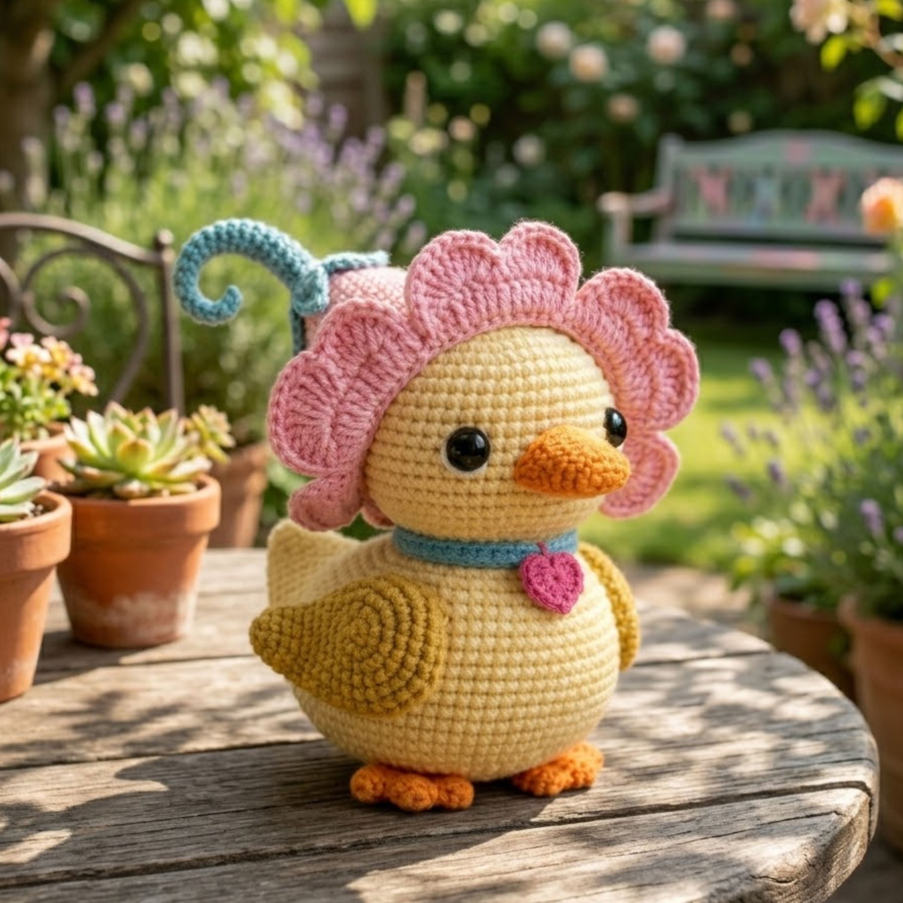 Cute Crochet Flower Duck Plush, Kawaii Amigurumi Duckling Doll, Handmade Spring Nursery Decor Gift, Soft Yellow Plush Toy Sizes 4-12in Gift