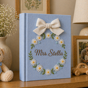 Hand Embroidered Photo Album With Sleeves, Unique Photo Album, Floral Memory Book, Gift for Mom, Teacher Appreciation, Baby Scrapbook