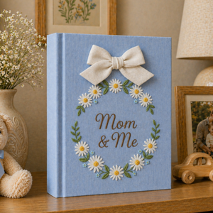 Hand Embroidered Photo Album With Sleeves, Unique Photo Album, Floral Memory Book, Gift for Mom, Teacher Appreciation, Baby Scrapbook