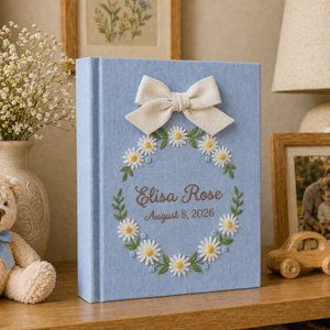 Hand Embroidered Photo Album With Sleeves, Unique Photo Album, Floral Memory Book, Gift for Mom, Teacher Appreciation, Baby Scrapbook